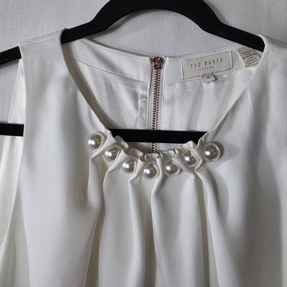 Ted Baker Rubelle Blenheim Palace ruched detail midi dress in natural maximalist - Picture 5 of 16